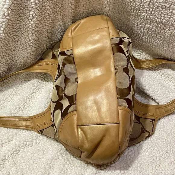 Coach Signature Tan And Gold Canvas/Leather Vintage Y2K Ergo Satchel - Picture 7 of 14